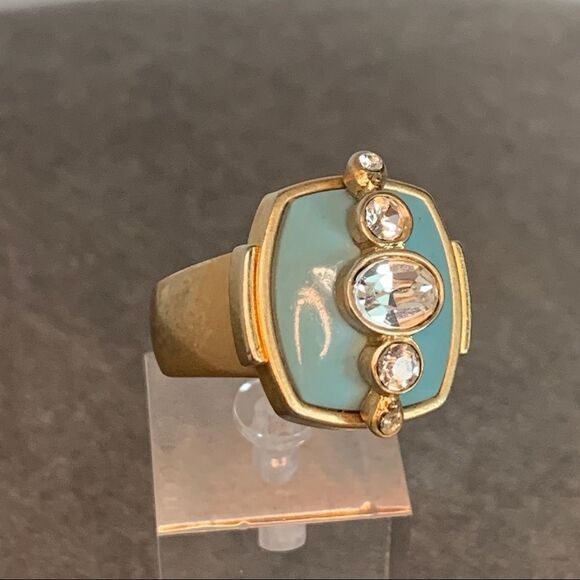 Lia Sophia blue gold tone Swarovski overlay ring - Picture 5 of 9